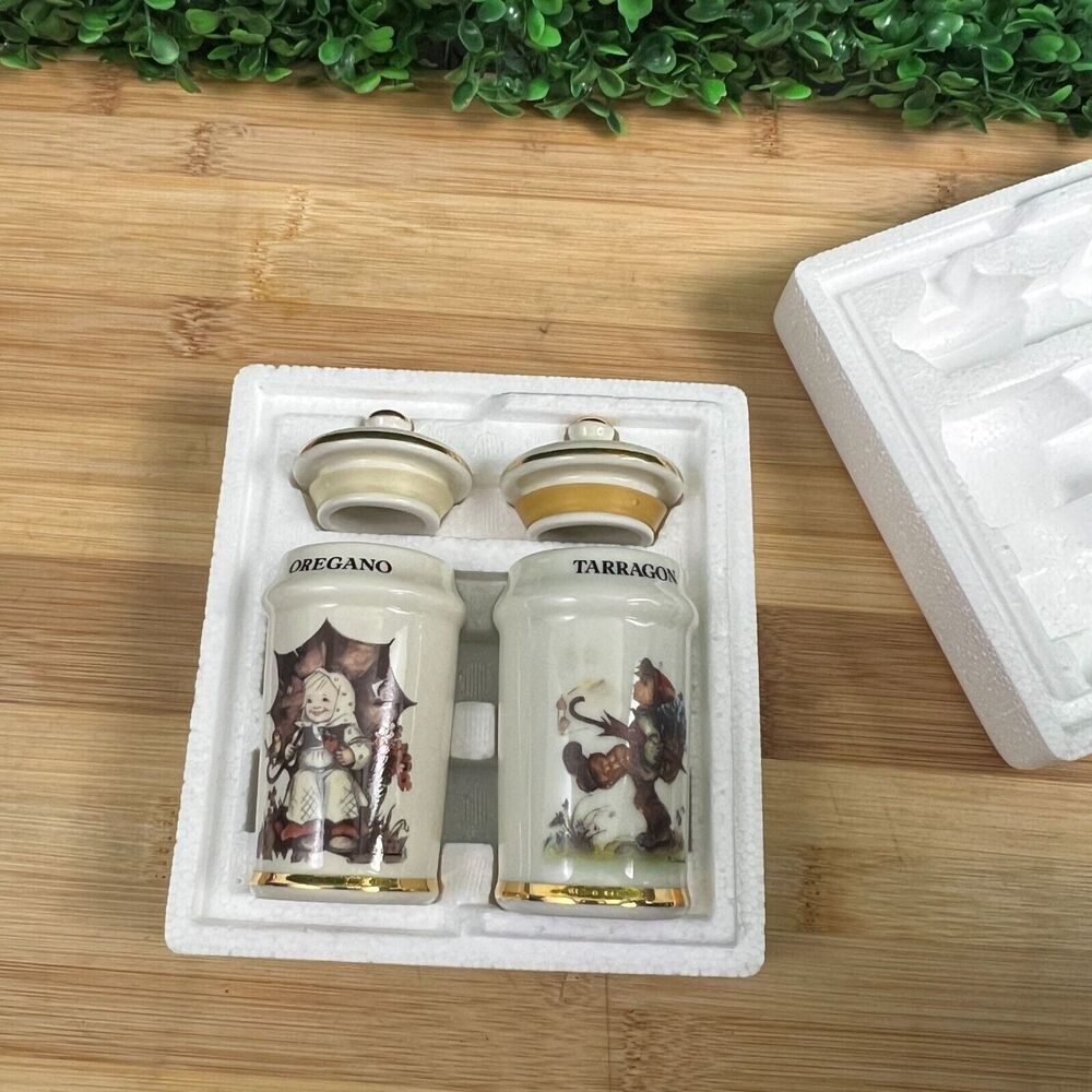 Vintage 1987 M J Hummel Porcelain Kitchen Spice Jar Tarragon Oregano Porcelain